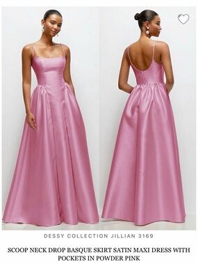 Dessy Collection Powder Pink Satin Scoop-Neck Jillian Gown